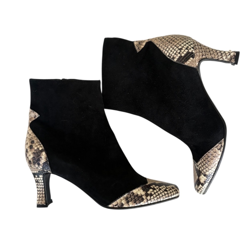 Alberto Zago Milano Y2K Square Toe Snake Trim Suede Boots – IT 36.5 / US 6–6.5